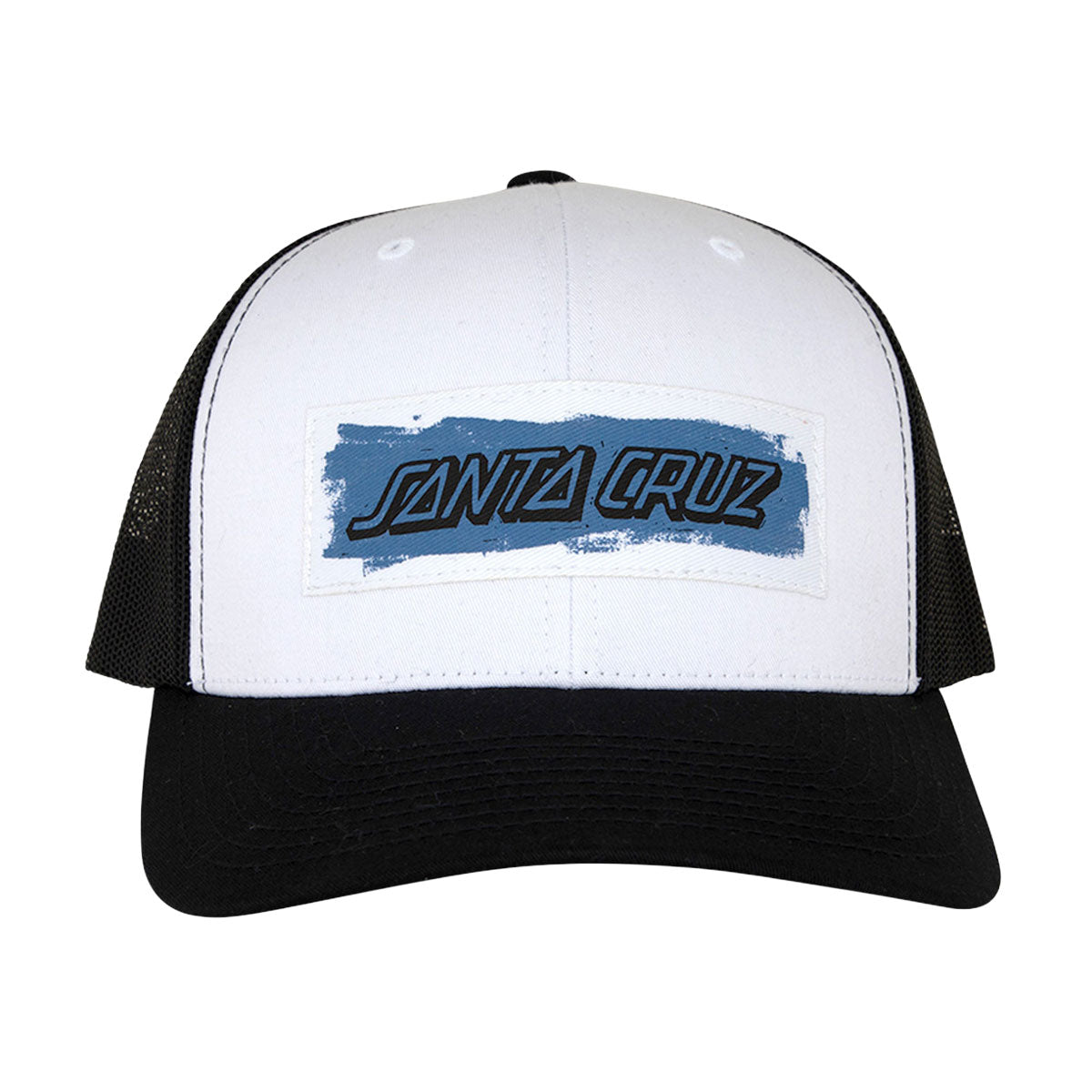 Santa Cruz Cut Strip Mesh Trucker Hat - White/Black image 2