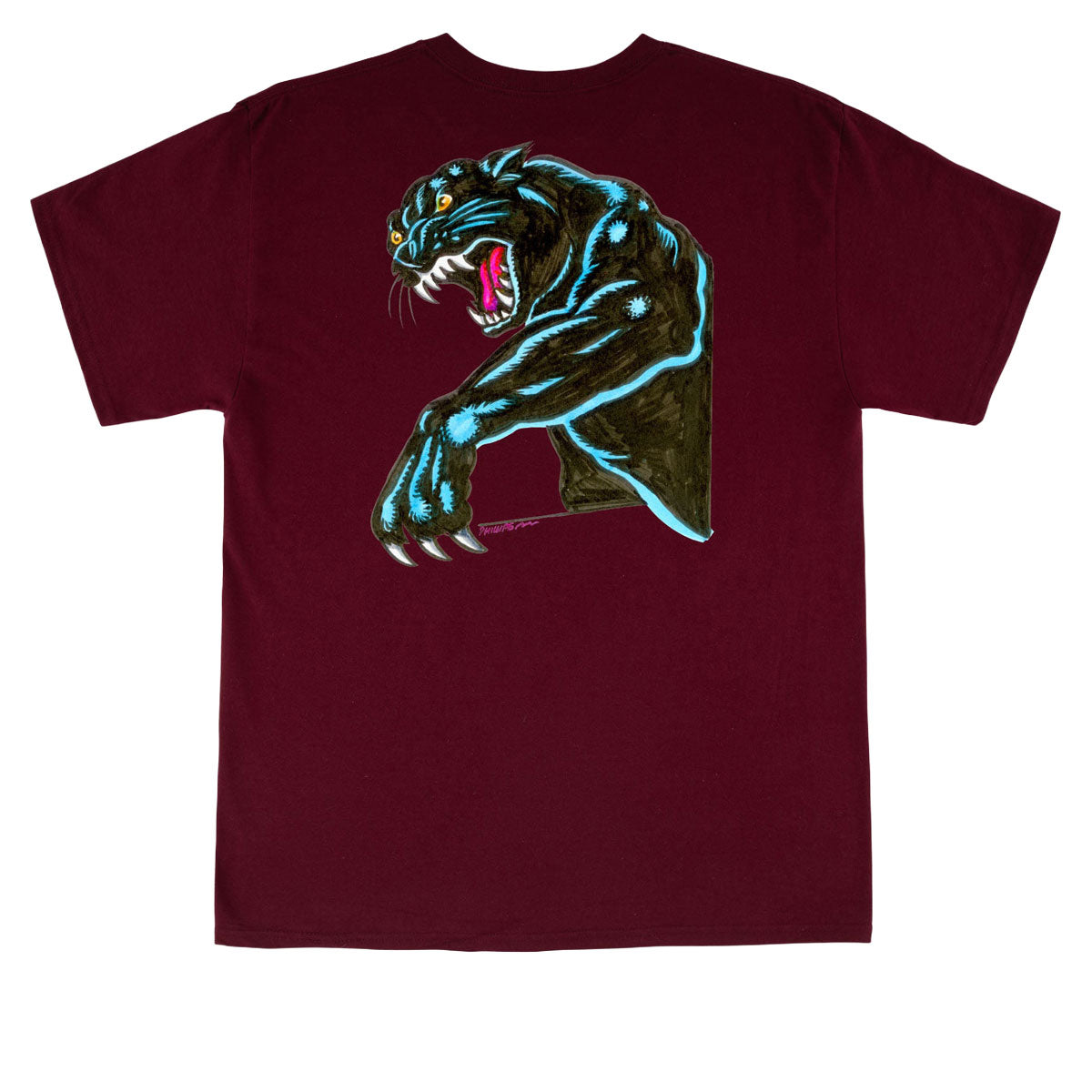Santa Cruz Natas Sketch Panther T-Shirt - Maroon image 1