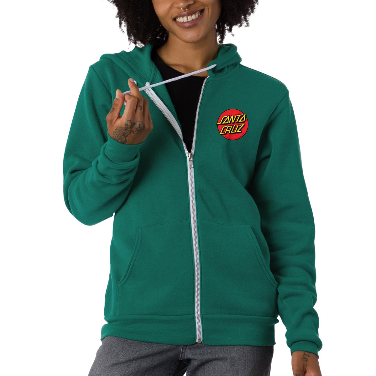 Santa Cruz Womens Classic Dot Zip Hoodie - Alpine Green image 1