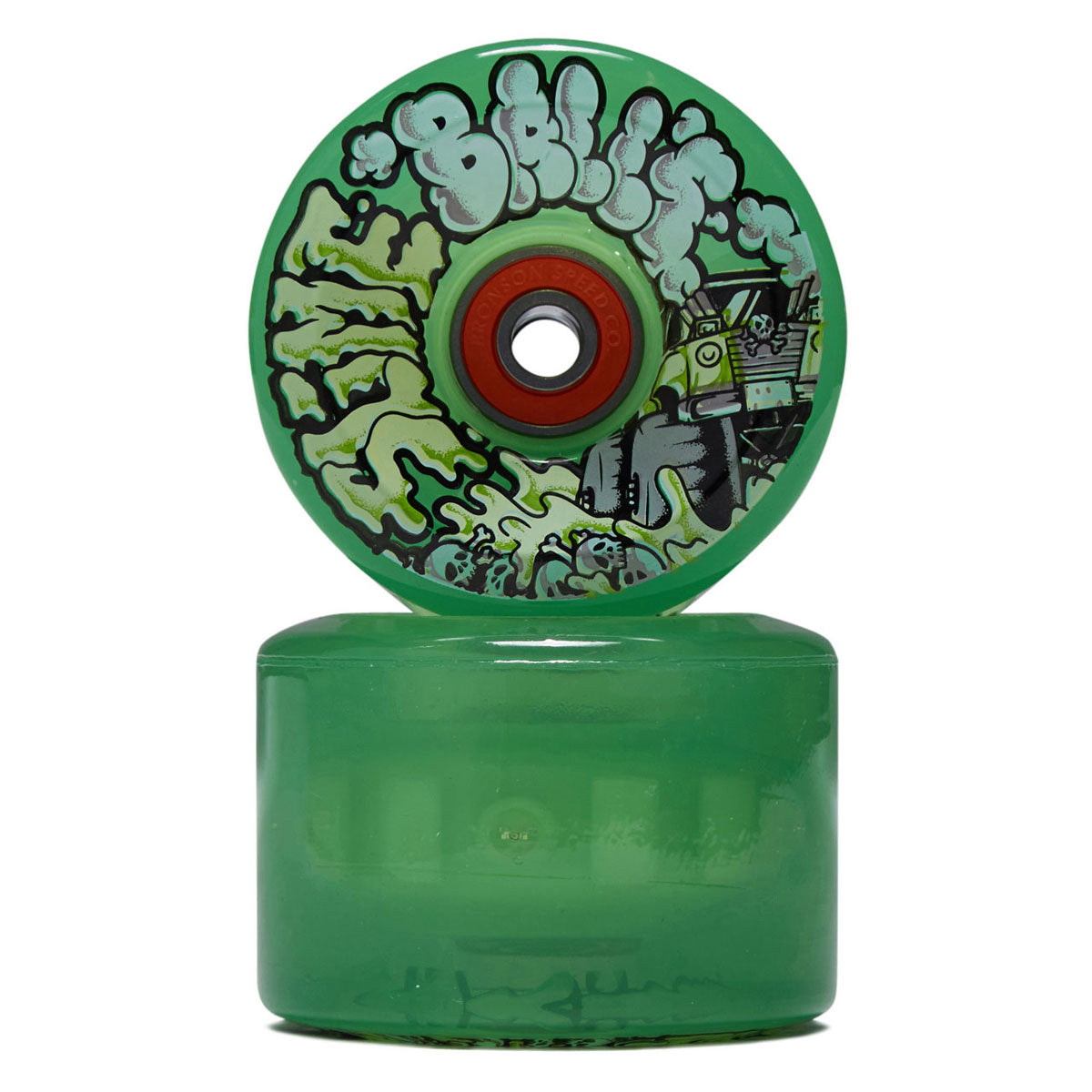 Slime Balls Accelerator Light Ups OG Slime 78a Skateboard Wheels - Transparent Green - 66mm image 2