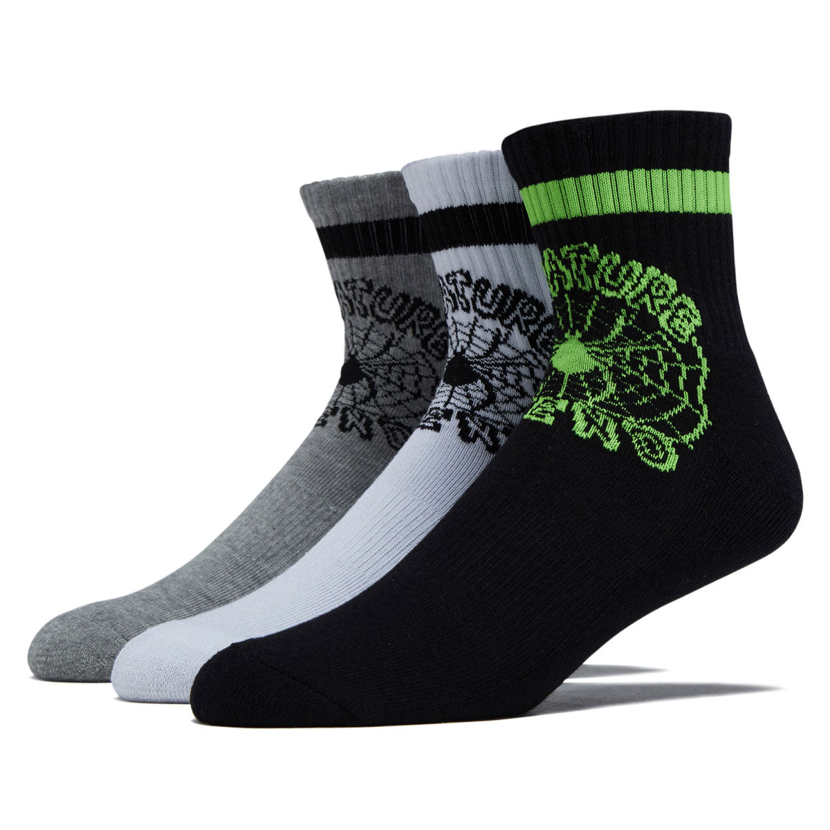 Creature Web Quarter 3-Pack Of Quarter Socks - Black/White/Grey Heather image 1