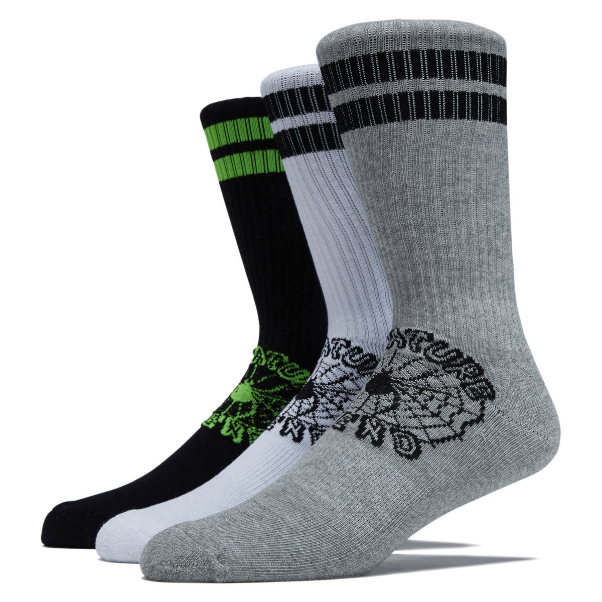 Creature Web Crew 3-Pack Of Crew Socks - Black/White/Grey Heather image 1