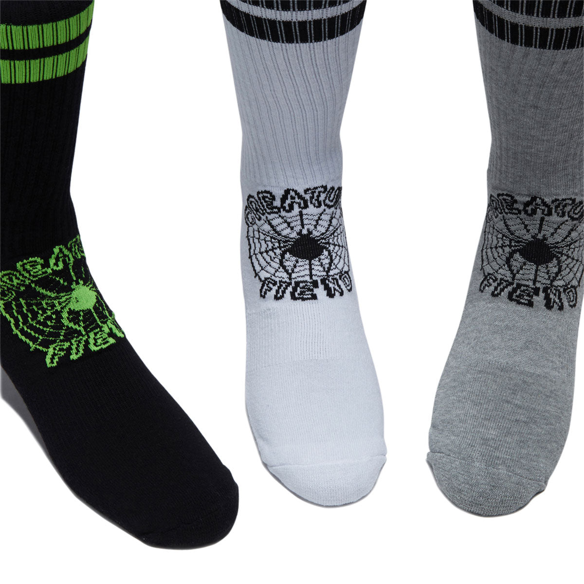Creature Web Crew 3-Pack Of Crew Socks - Black/White/Grey Heather image 2