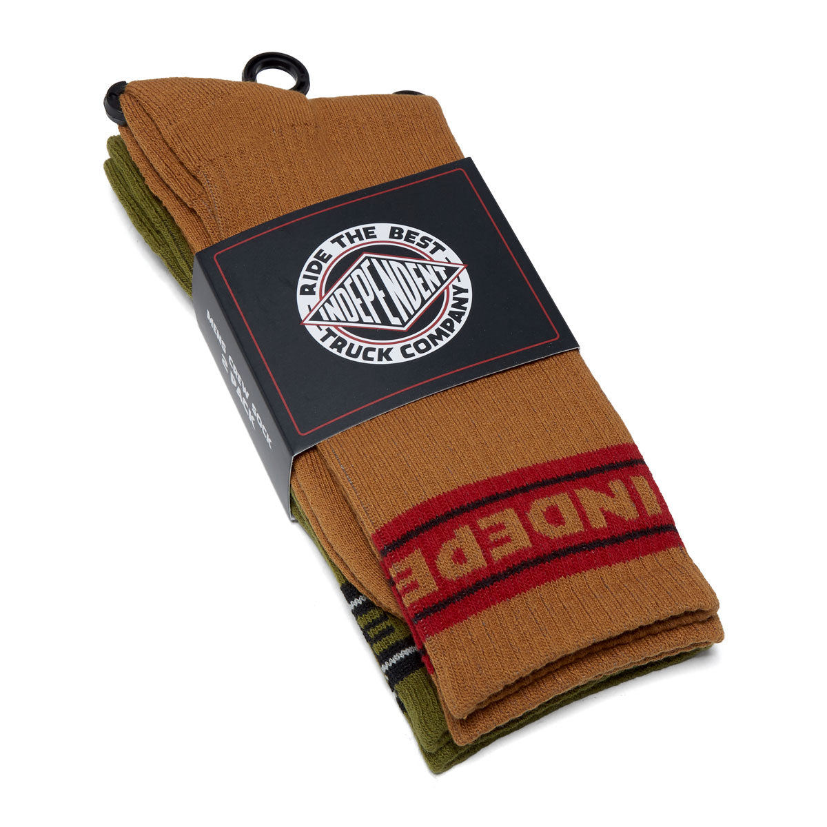 Independent Bar Logo Crew 2 Pack Of Socks - Sand/Army image 2