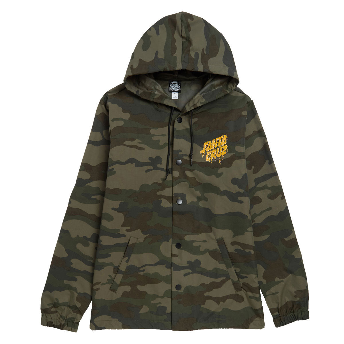 Santa Cruz Delfino Spotlight Dot Hooded Windbreaker Jacket - Forest Camo image 1
