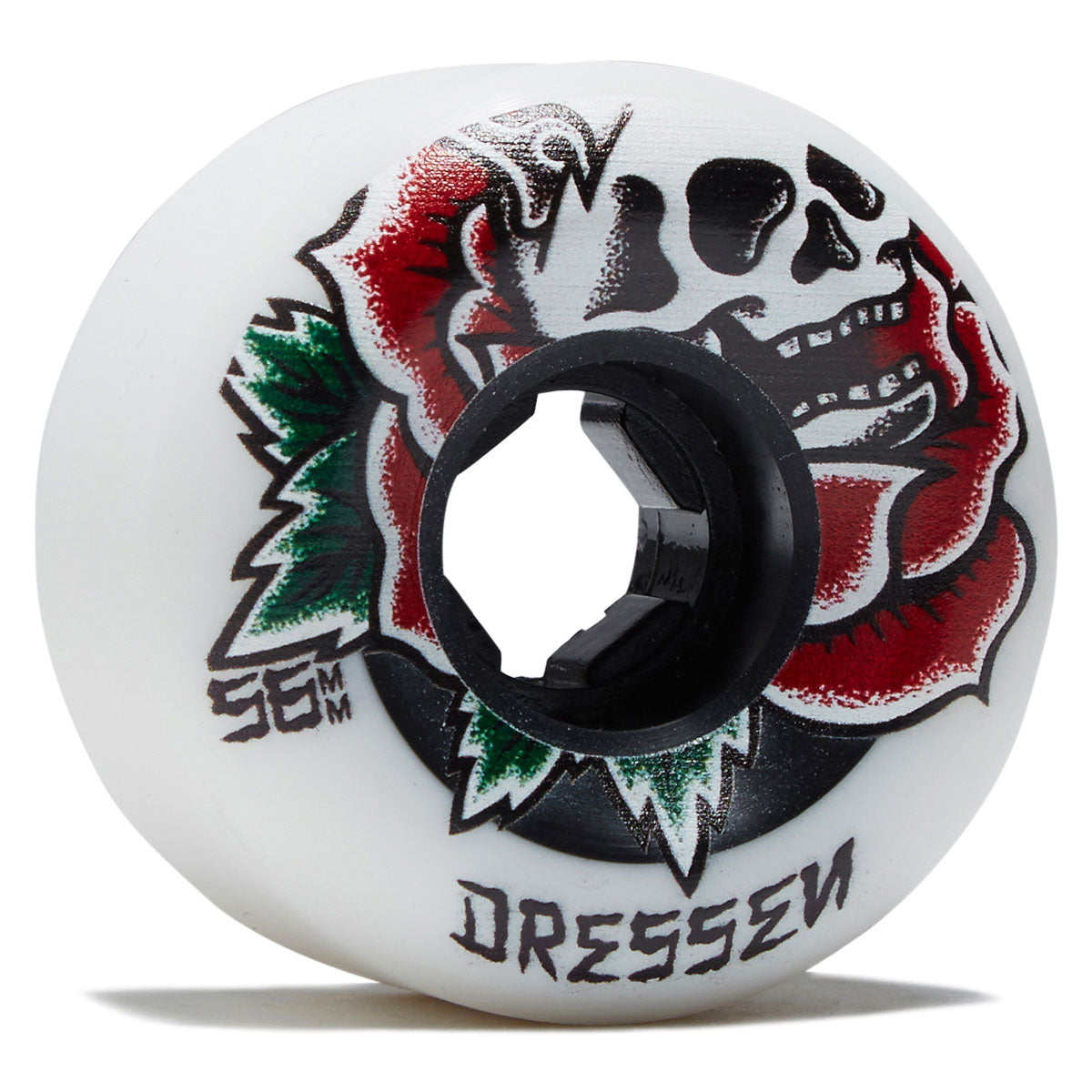 OJ Eric Dressen Rose Skull Double Duro Chubbies 99a/95a Skateboard Wheels - White/Black - 56mm image 1