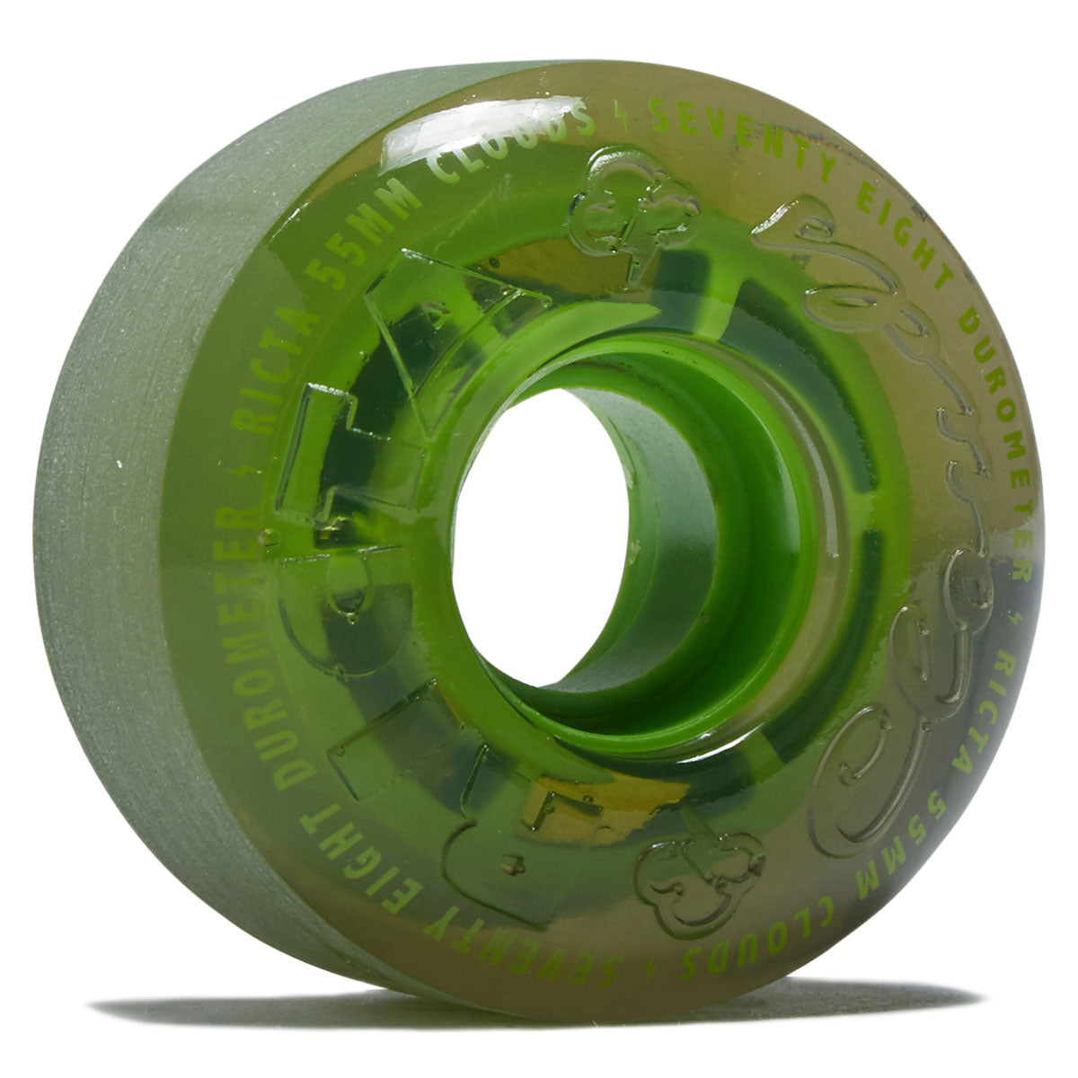 Ricta Clouds 78a Skateboard Wheels - Transparent Black/Green - 55mm image 1
