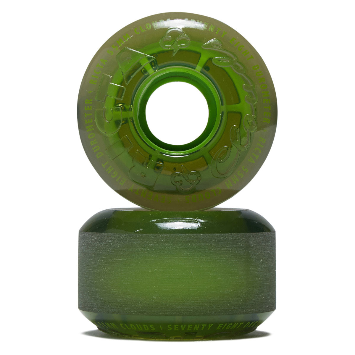 Ricta Clouds 78a Skateboard Wheels - Transparent Black/Green - 55mm image 2