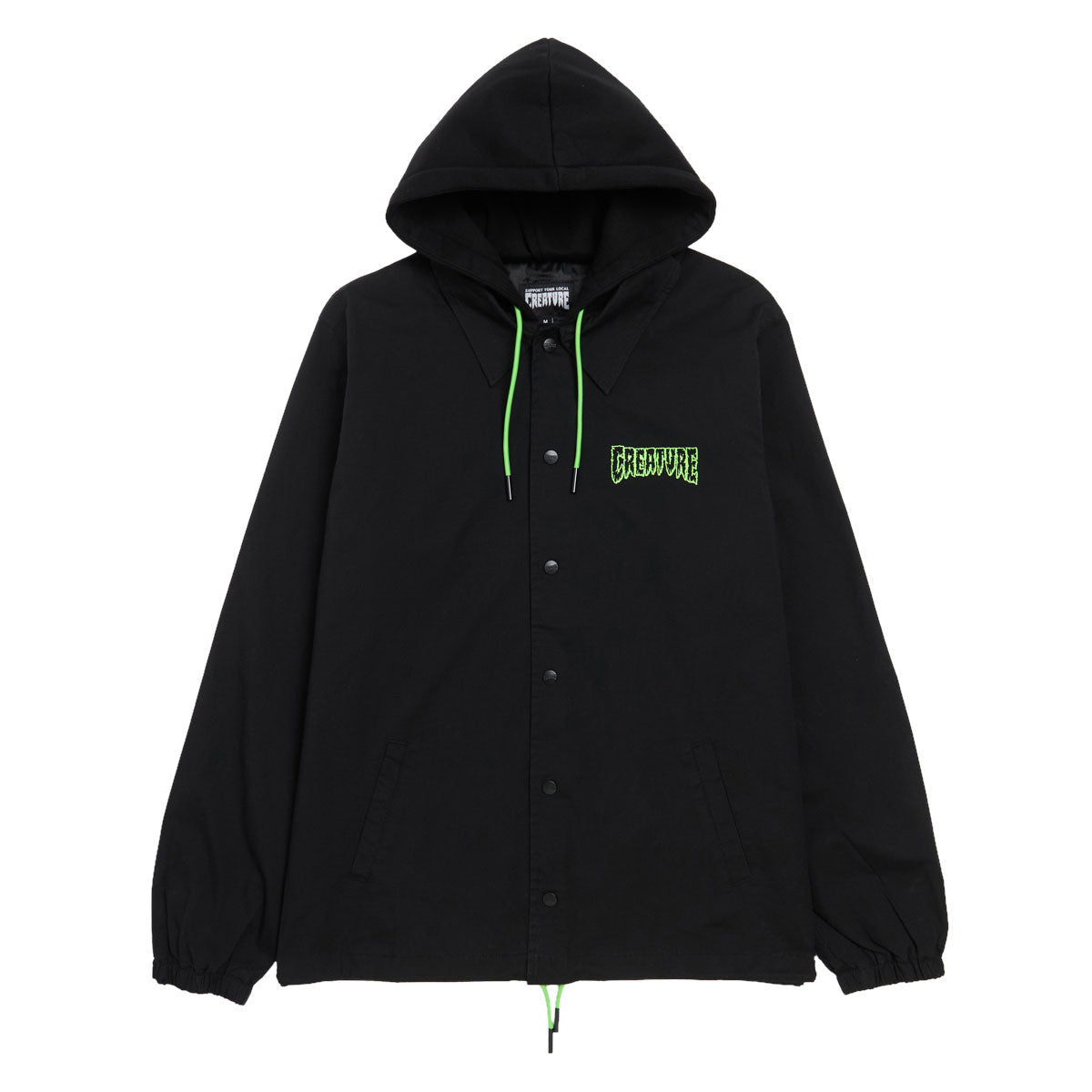 Creature Gravette Cut And Tie Hooded Windbreaker Jacket - Black image 1