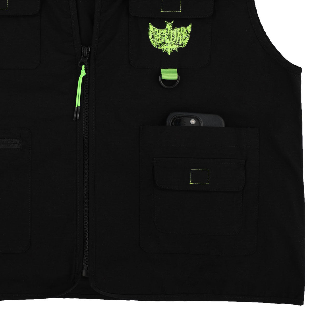 Creature Gravette Cut And Tie Utility Vest - Black image 5