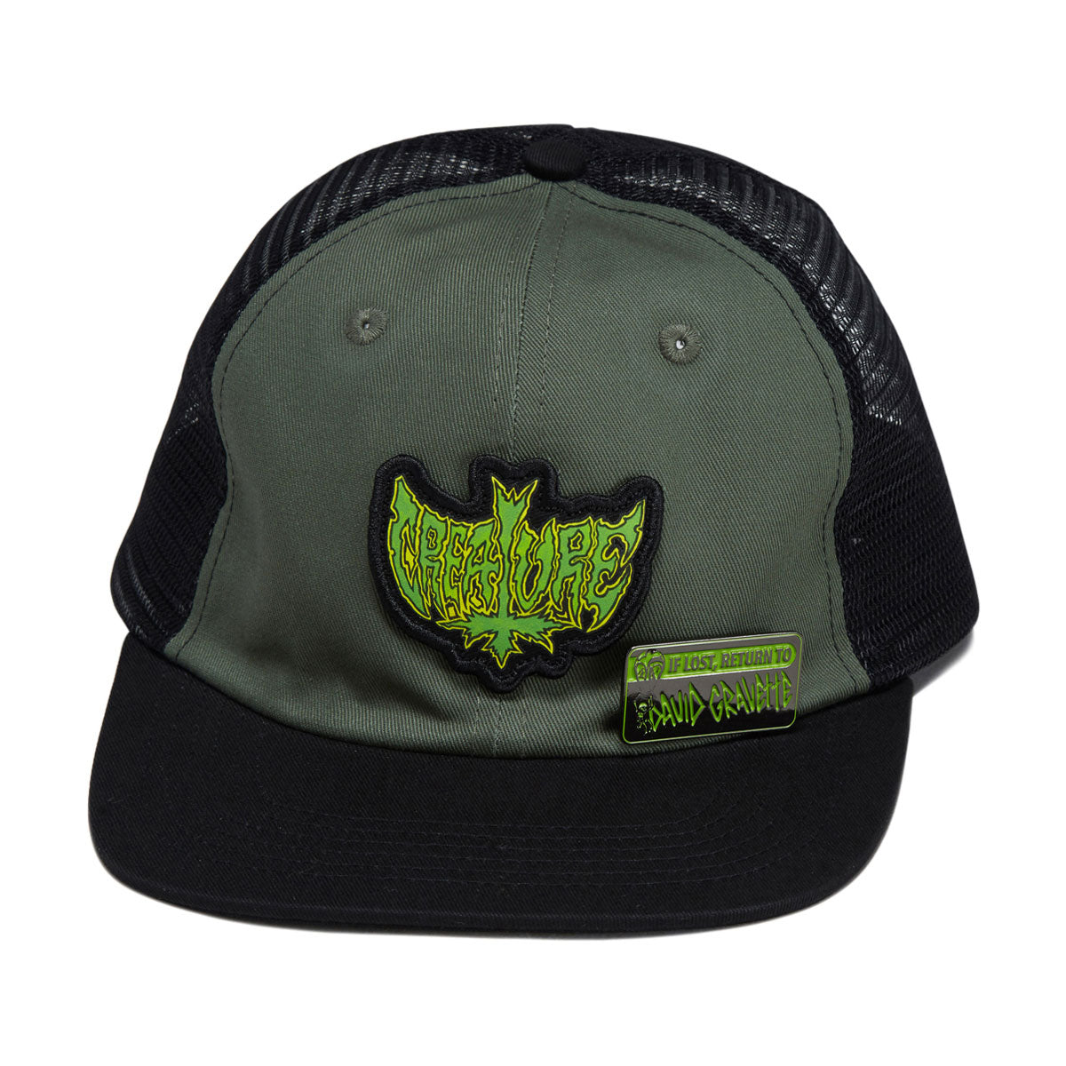 Creature Gravette Hippie Skull 20th Snapback Hat - Green/Black image 1