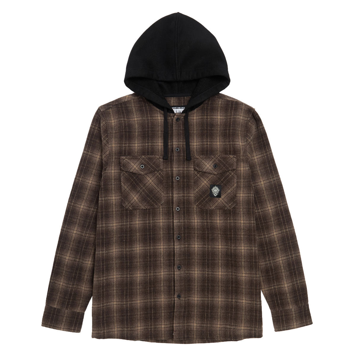 Creature BHF Long Sleeve Hooded Flannel Shirt - Black image 1