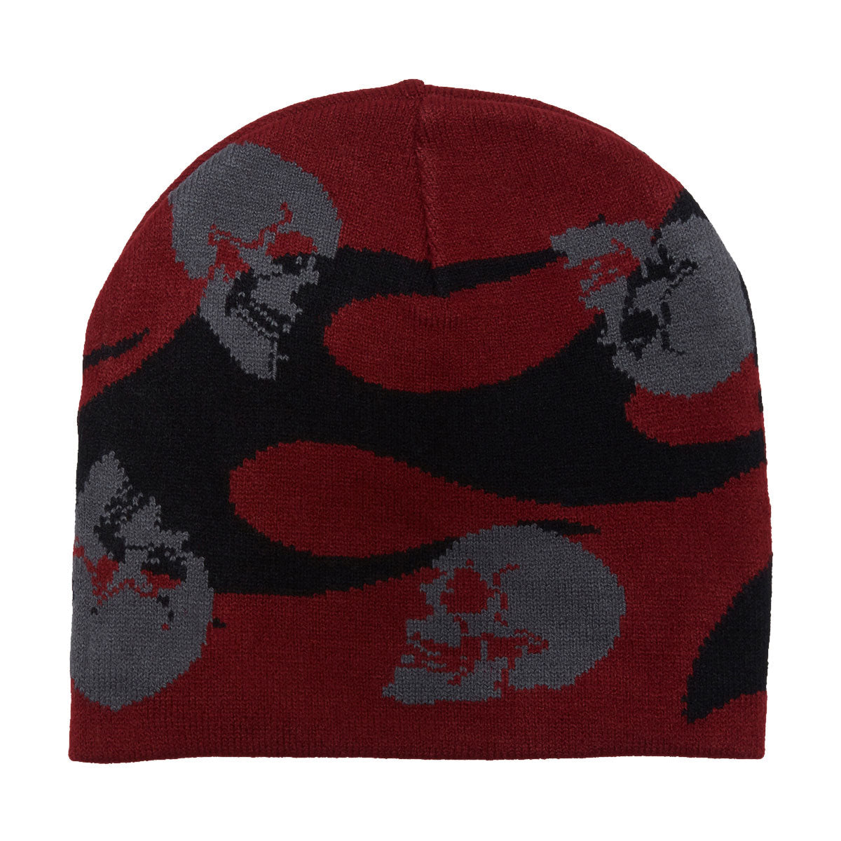 Creature Spiral Skull Skully Beanie - Maroon/Black image 2