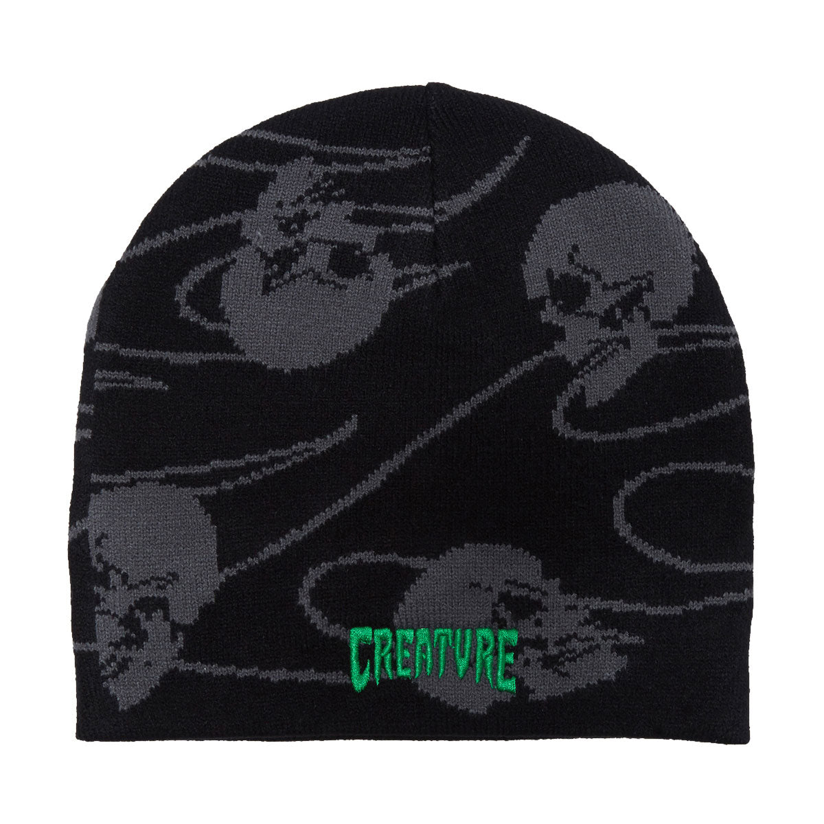 Creature Spiral Skull Skully Beanie - Black image 1