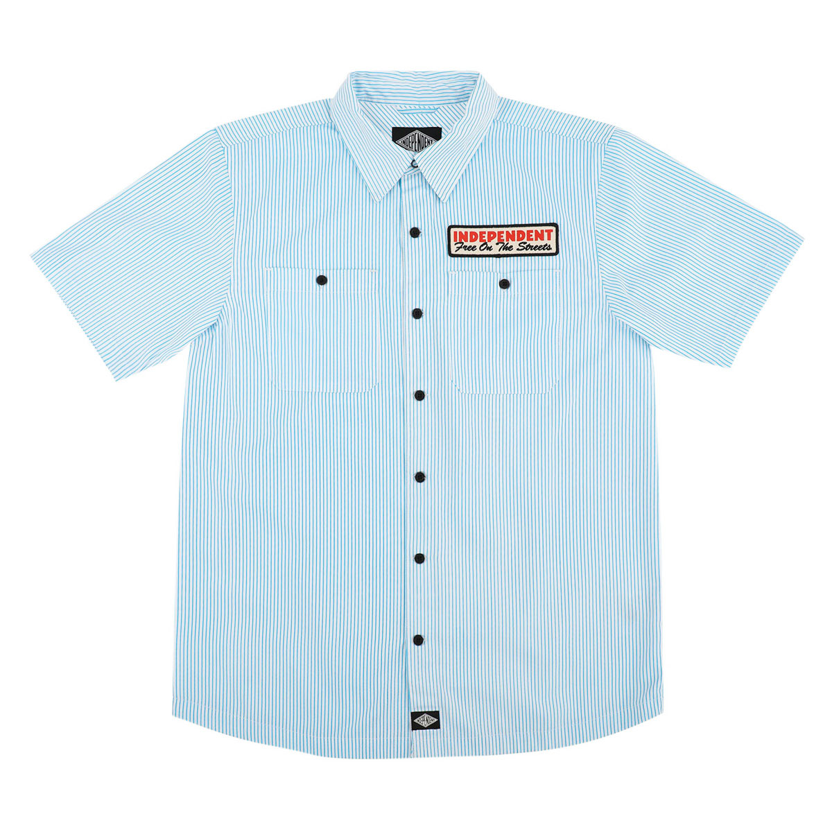 Independent Free On The Streets Shirt - White/Blue Stripes image 1