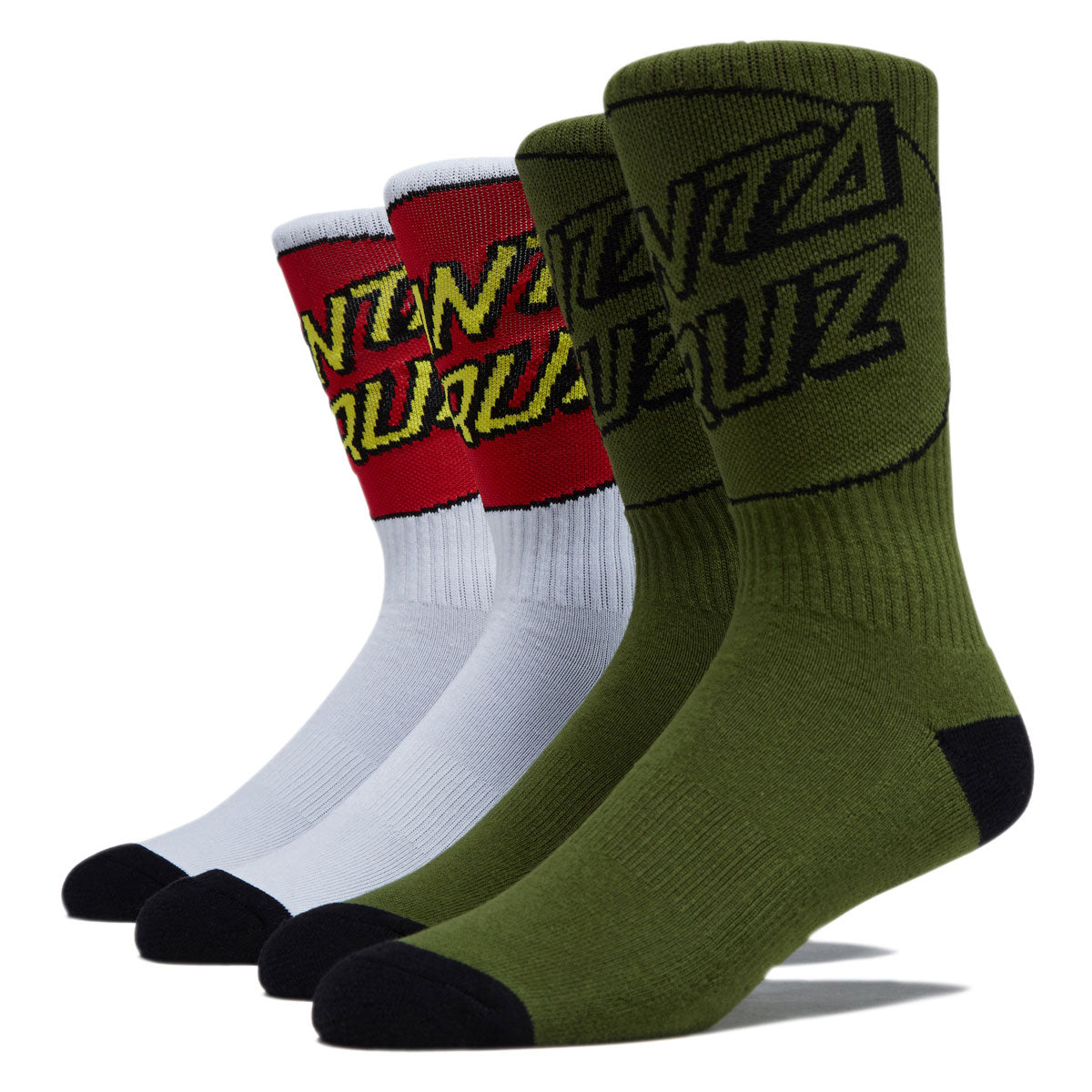 Santa Cruz Big Cruz Crew 2 Pack Of Socks - White/Army Multi image 1