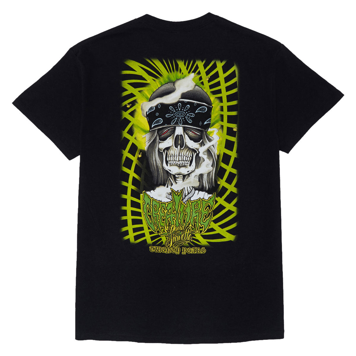 Creature Gravette Hippie Skull 20th Pocket T-Shirt - Black image 1
