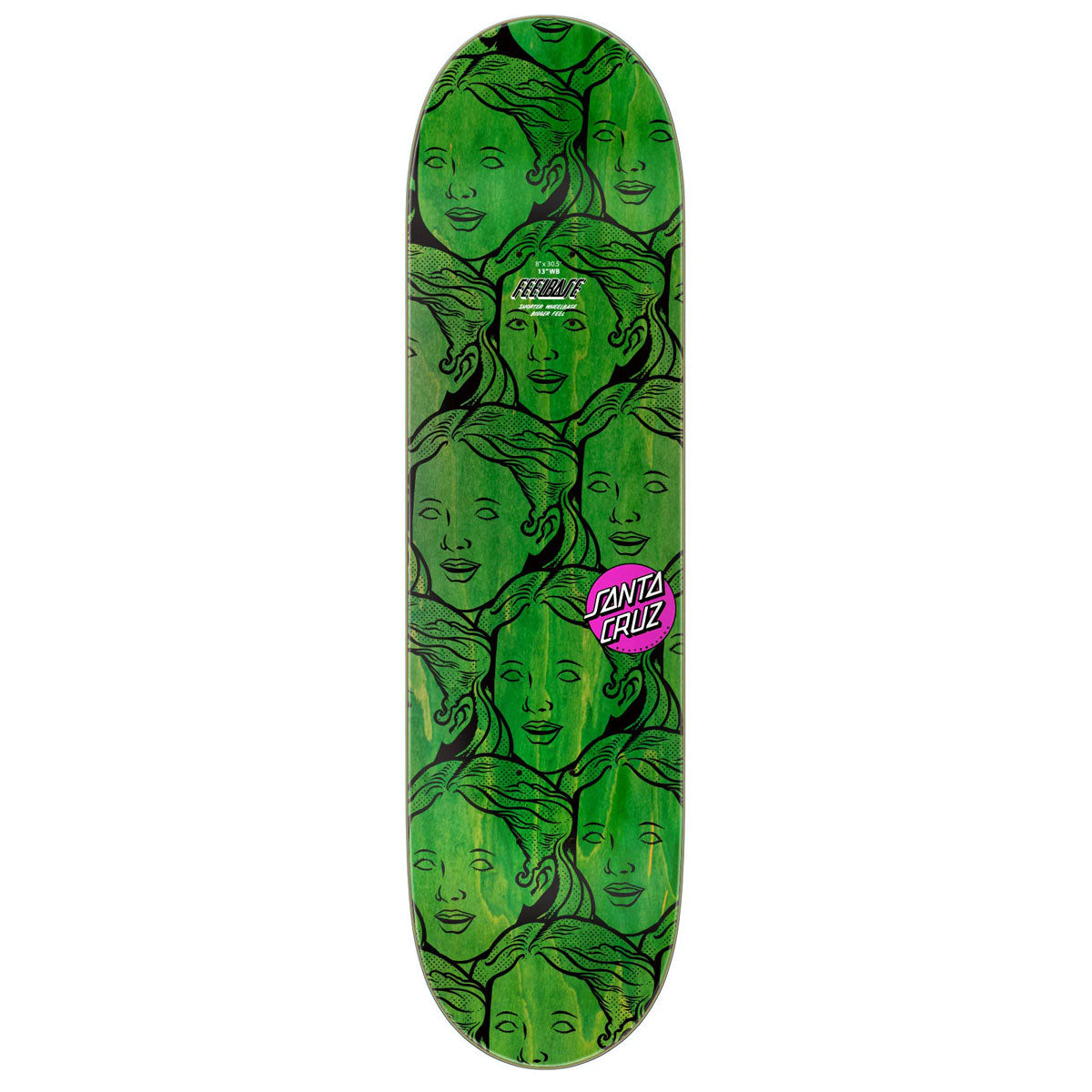Santa Cruz Possessed Head FeelBase Skateboard Deck - 8.00