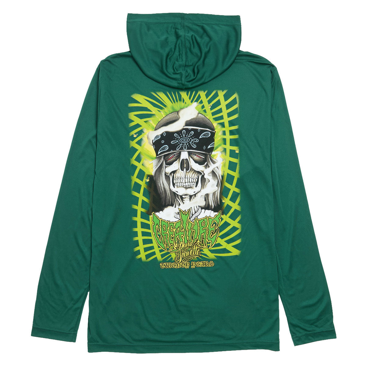 Creature Gravette Hippie Skull 20th Long Sleeve Hooded T-Shirt - Sport Forest image 1