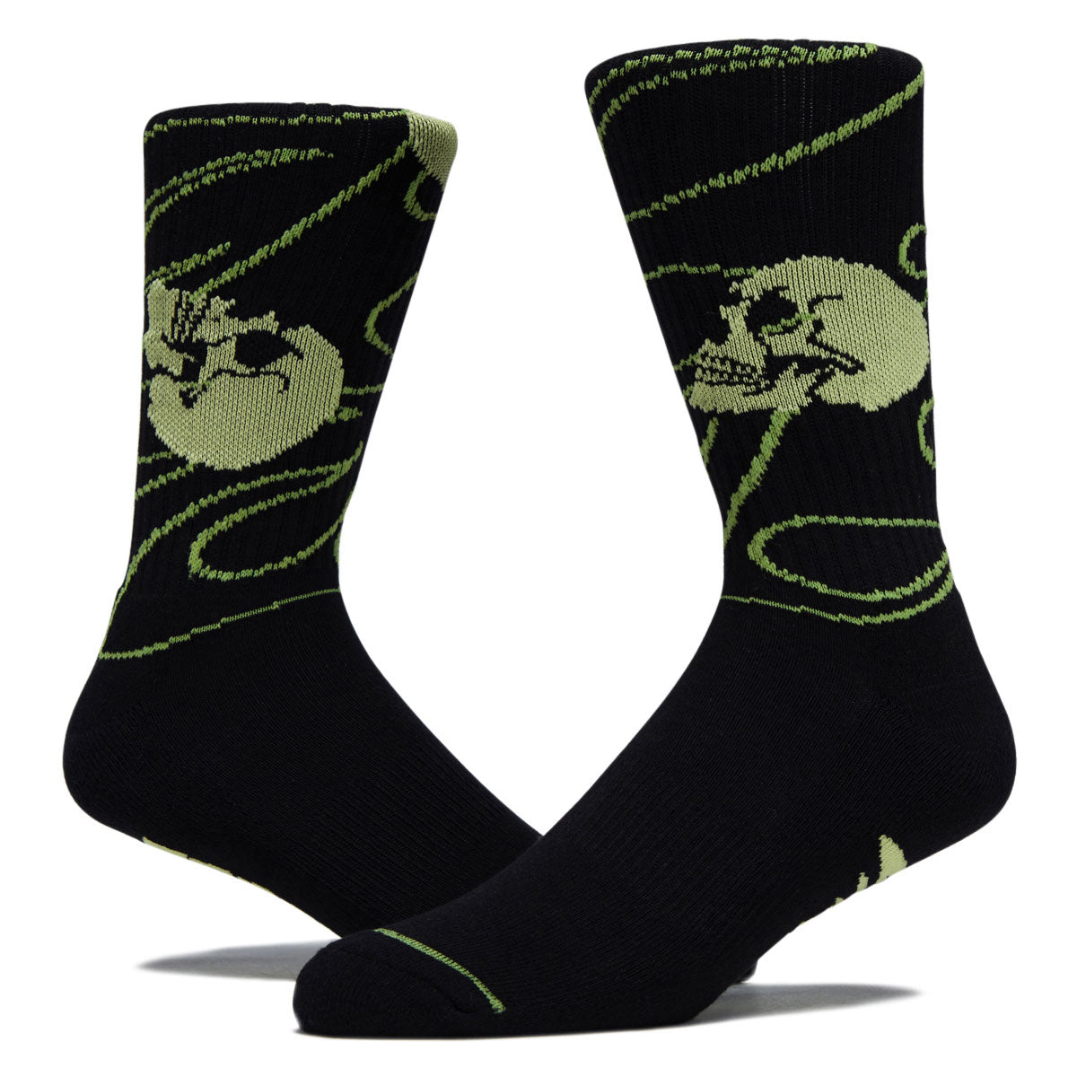 Creature Spiral Skull Crew Socks - Black image 2