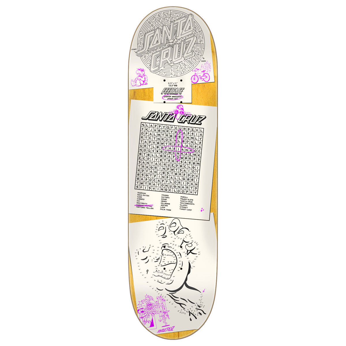 Santa Cruz Delfino Scribble FeelBase Pro Skateboard Deck - 8.25