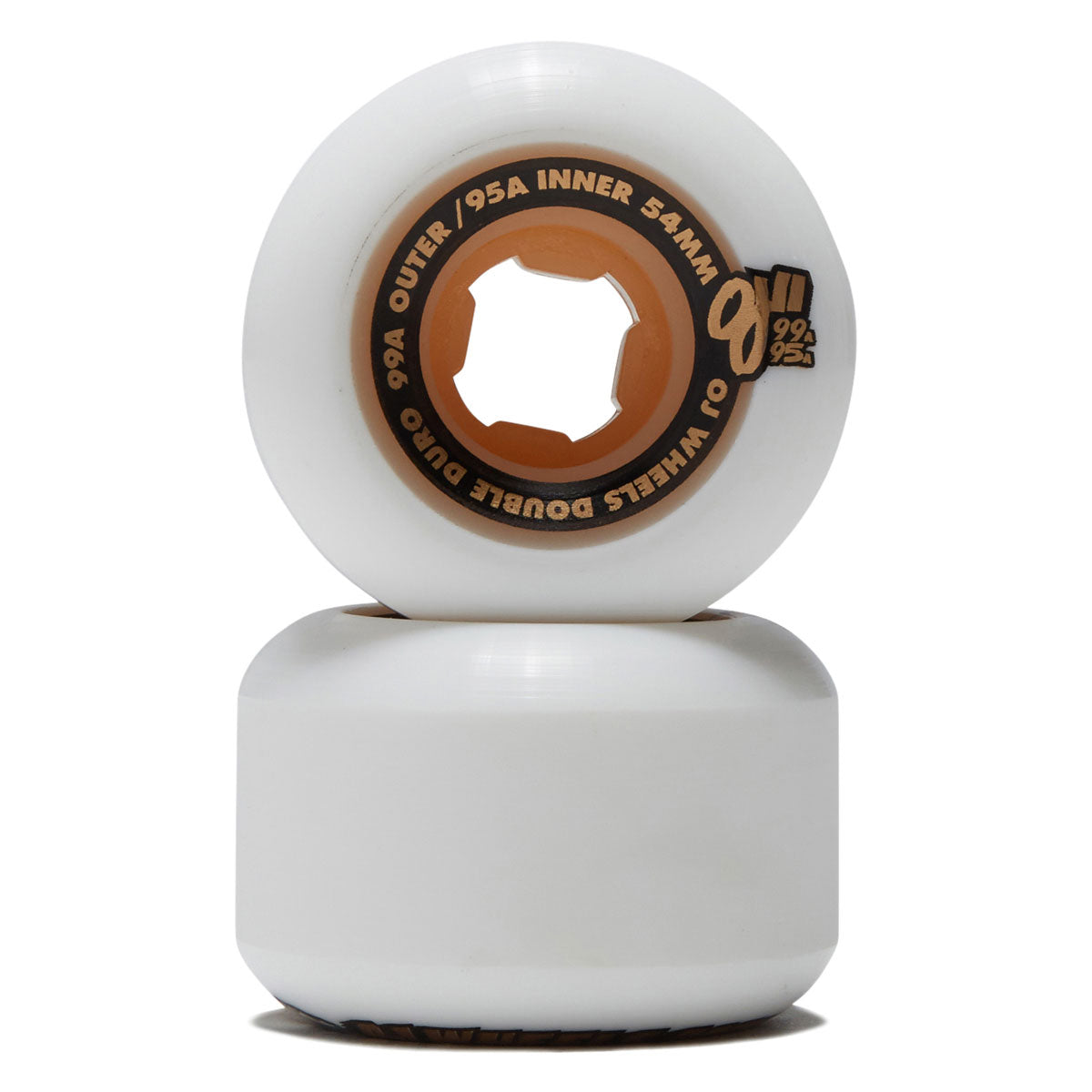 OJ Team Double Duro Chubbies 99a/95a Skateboard Wheels - White/Gum - 54mm image 2