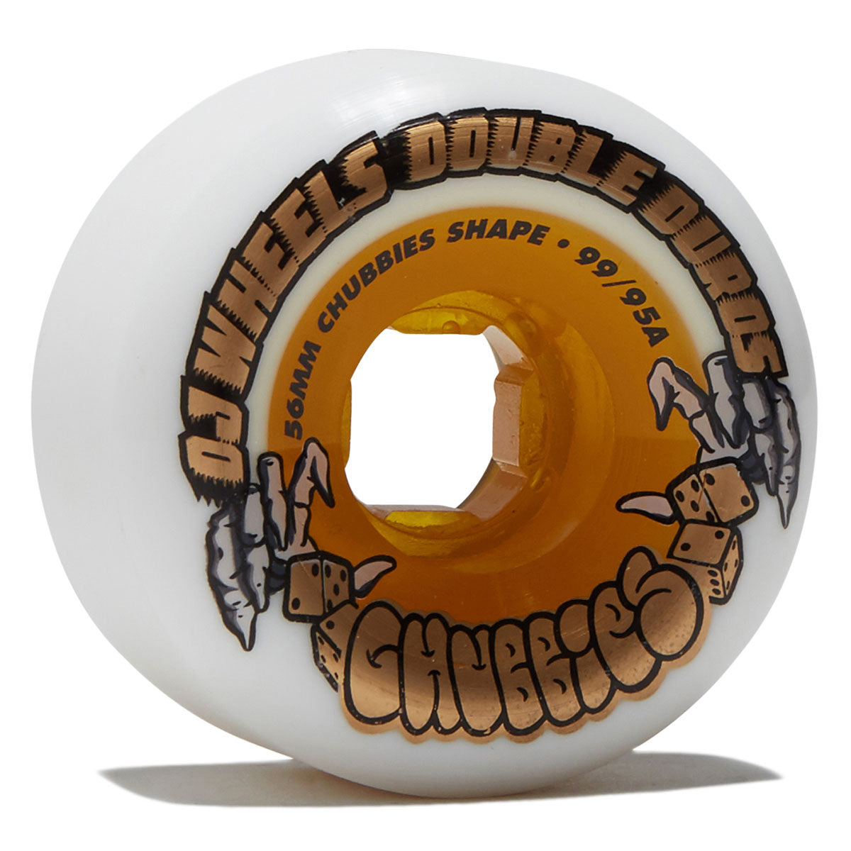 OJ Team Double Duro Chubbies 99a/95a Skateboard Wheels - White/Gold - 56mm image 1