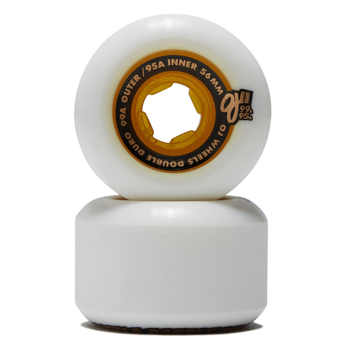 OJ Team Double Duro Chubbies 99a/95a Skateboard Wheels - White/Gold - 56mm image 2