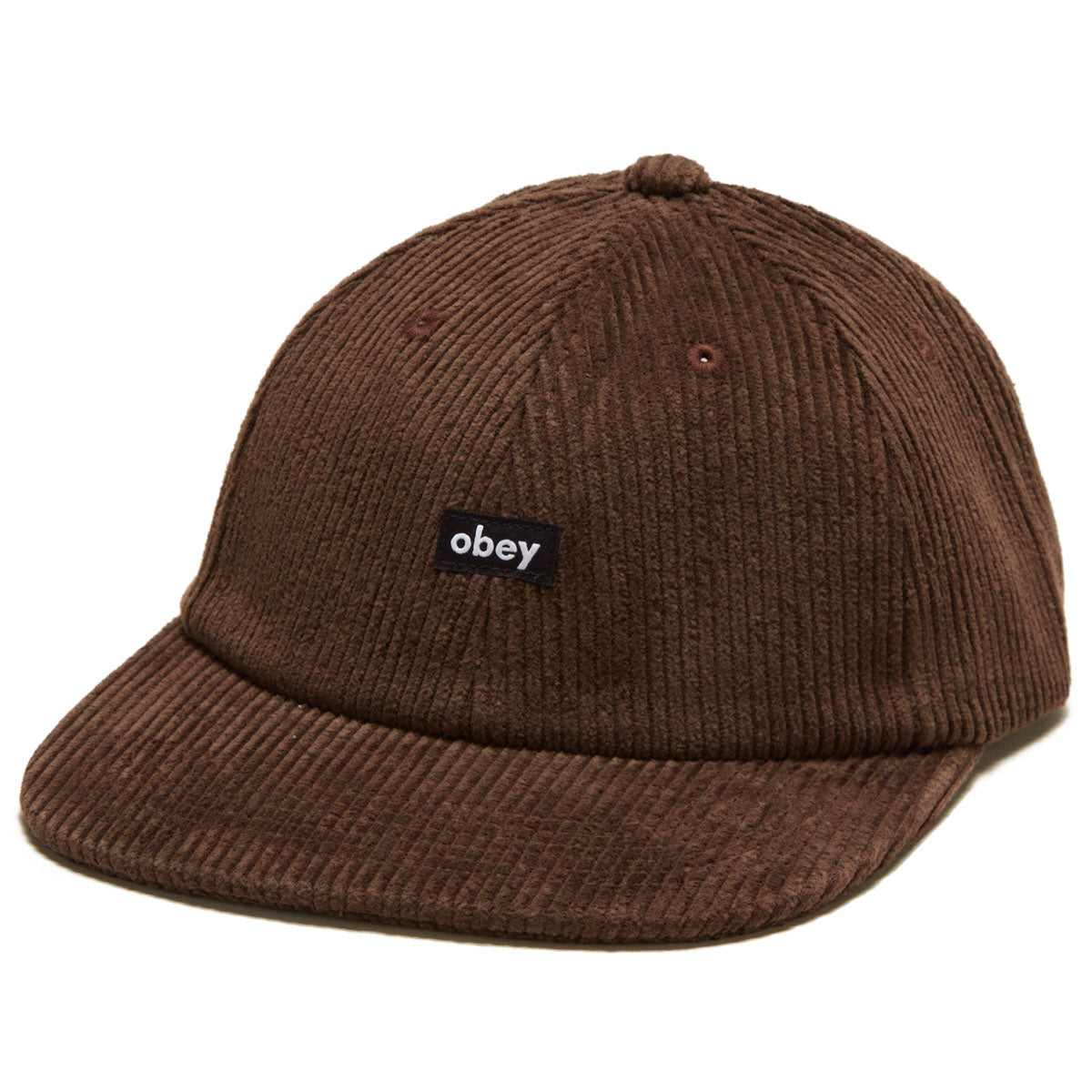 Obey Cord Label 6 Panel Strapback Hat - Brown image 1