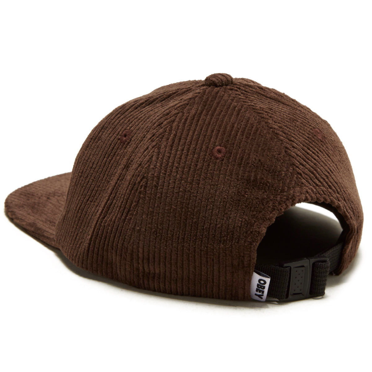 Obey Cord Label 6 Panel Strapback Hat - Brown image 2