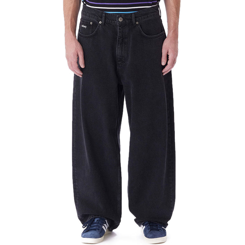 Obey Bigwig Baggy Denim Jeans - Faded Black