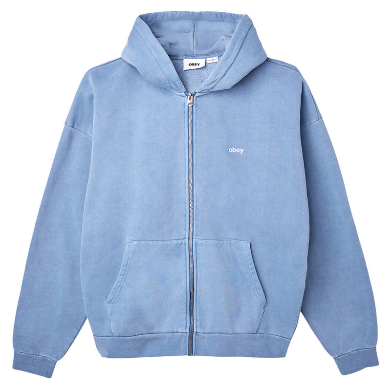 Obey Lowercase Pigment Zip Hoodie - Pigment Coronet Blue