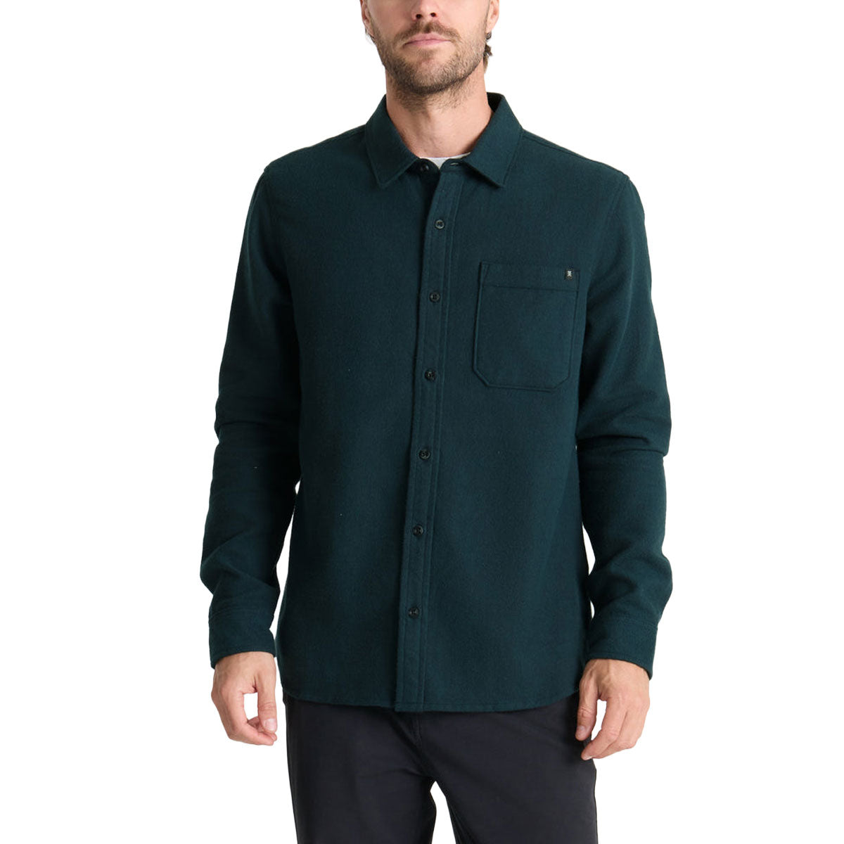 Roark Crossroads Flannel Shirt - Deep Navy Herringbone image 1