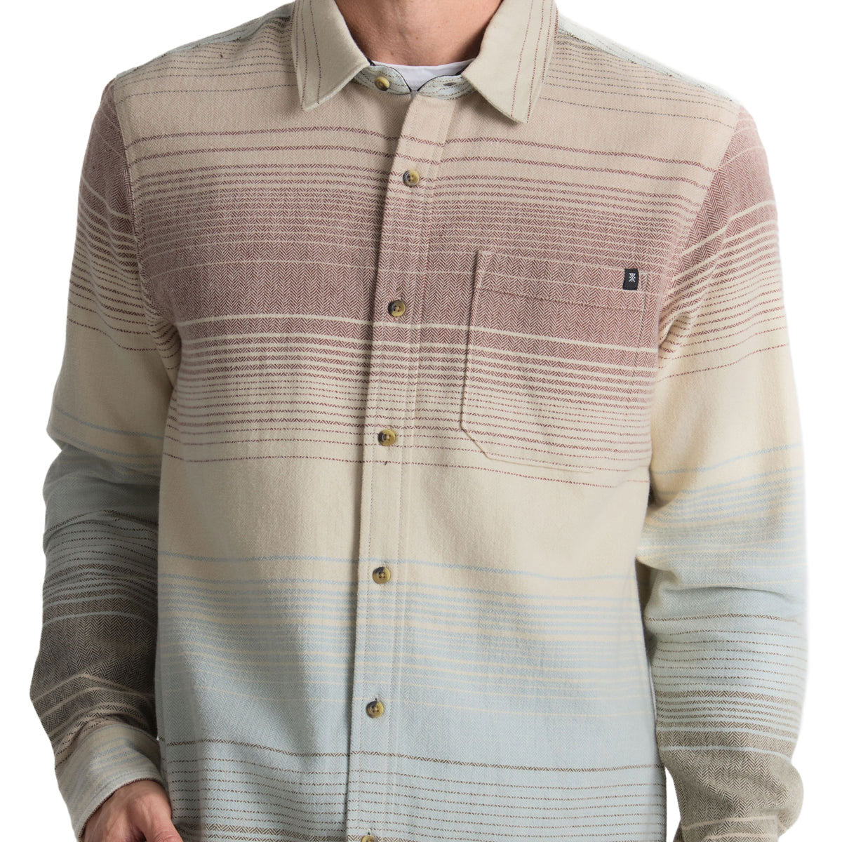 Roark Crossroads Flannel Shirt - Fossil Stripe image 3