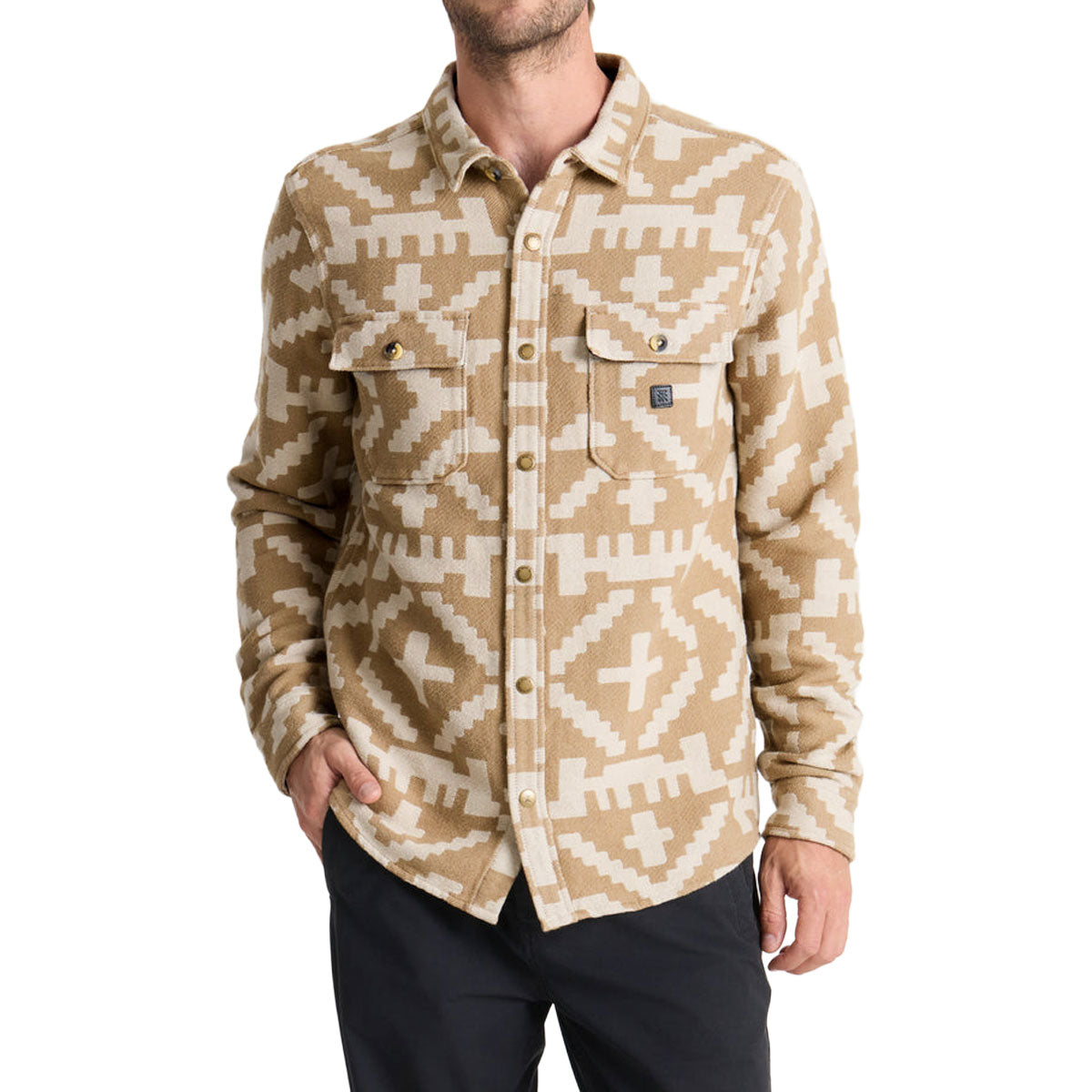 Roark Nordsman Jacquard Long Sleeve Shirt - Light Khaki image 1