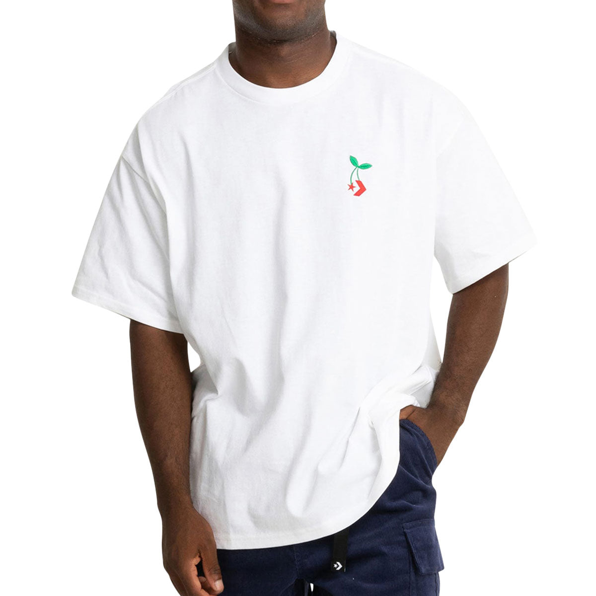 Converse Star Chevron Cherry Loose Fit T-Shirt - White image 2
