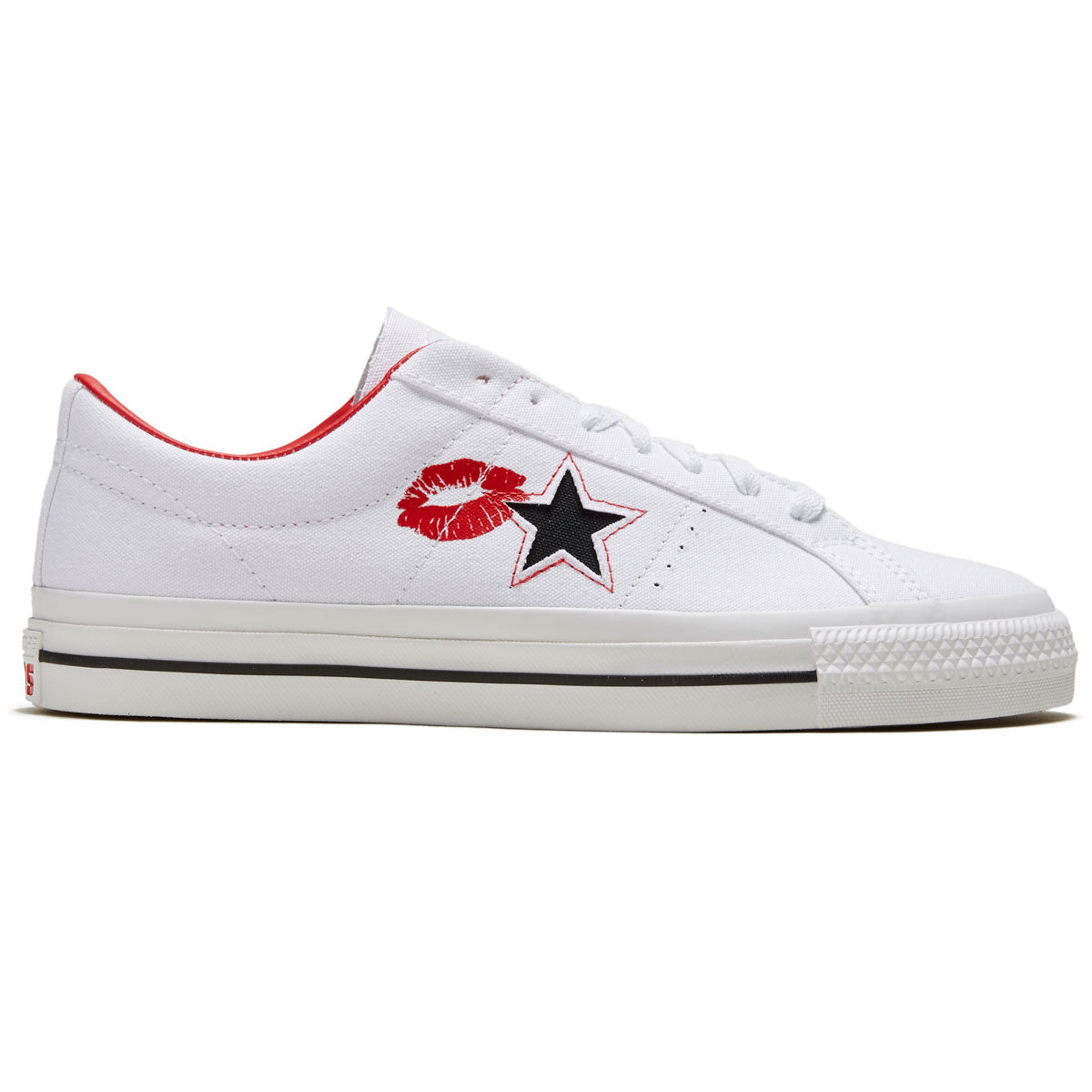 Converse One Star Pro Lips Shoes - White/Black/Red image 1