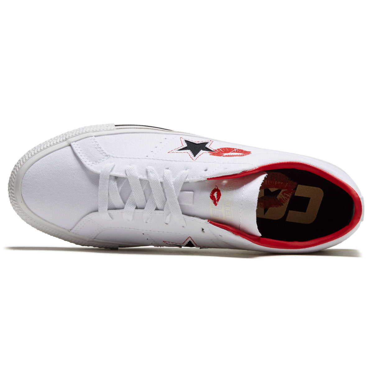 Converse One Star Pro Lips Shoes - White/Black/Red image 3