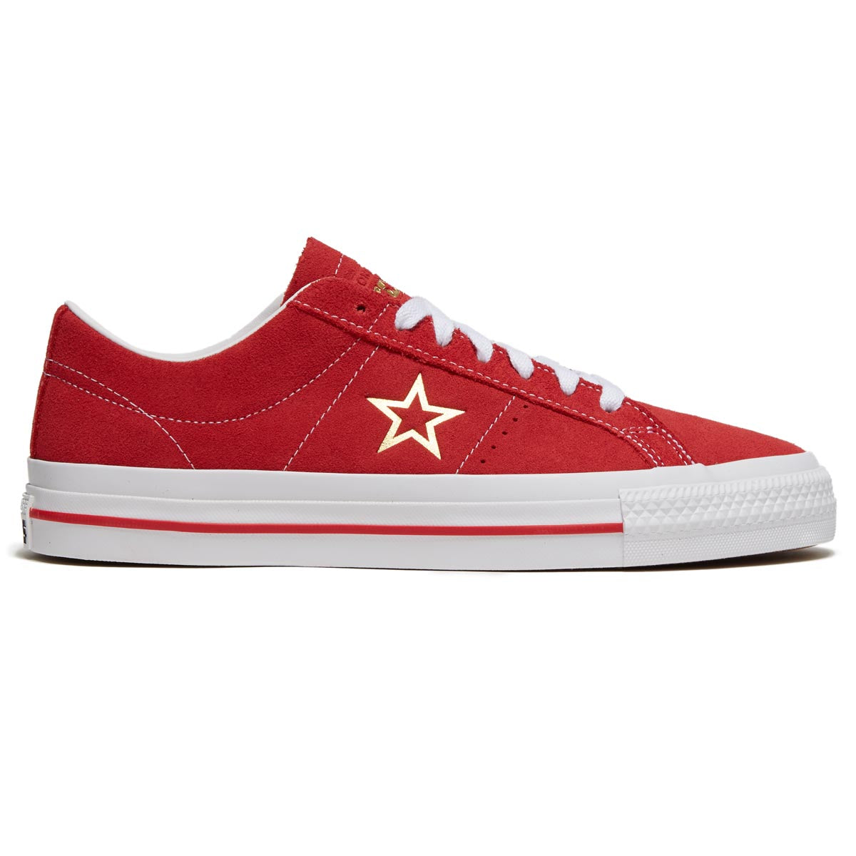 Converse One Star Pro Suede Ox Shoes - Varsity Red/White/Gold image 1