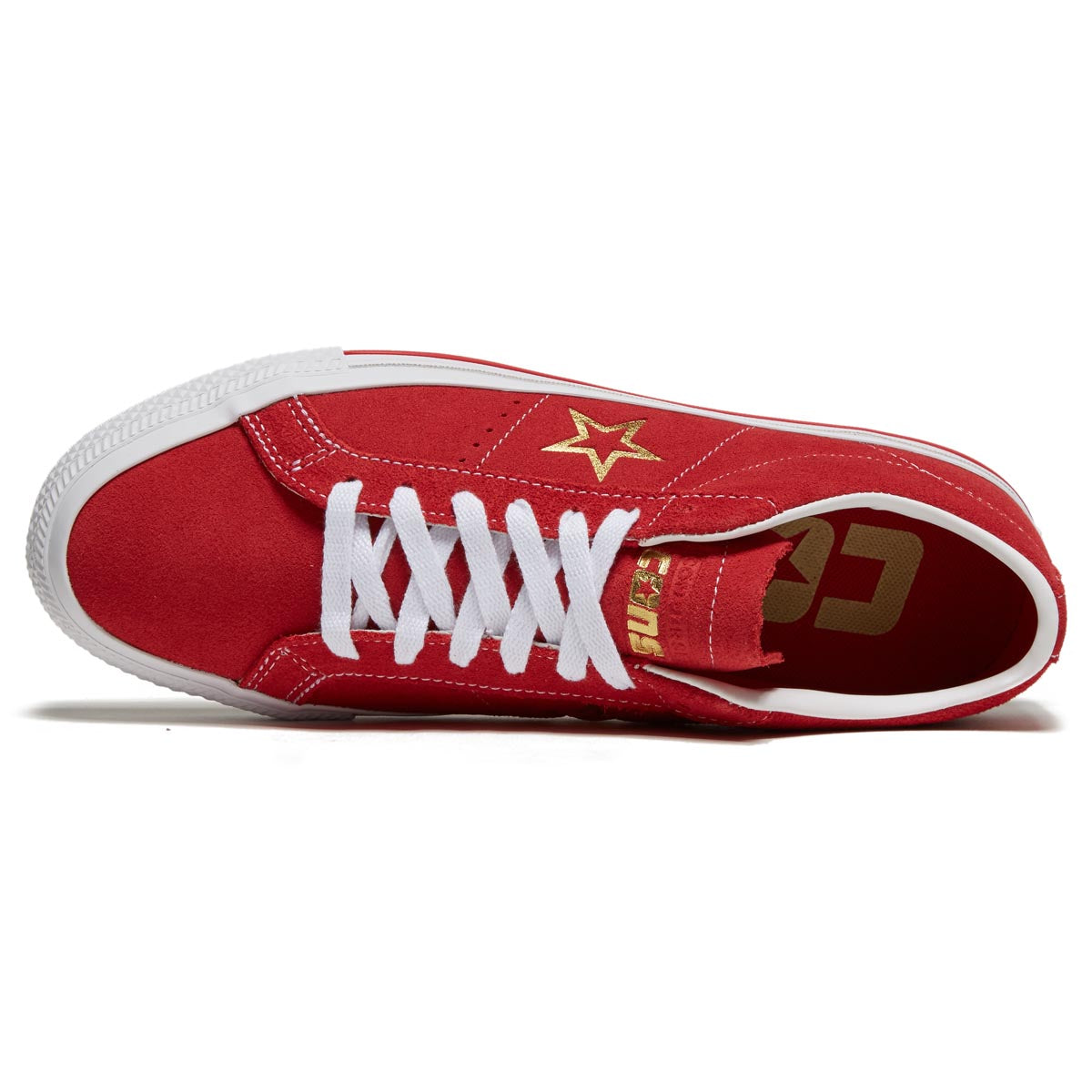 Converse One Star Pro Suede Ox Shoes - Varsity Red/White/Gold image 3