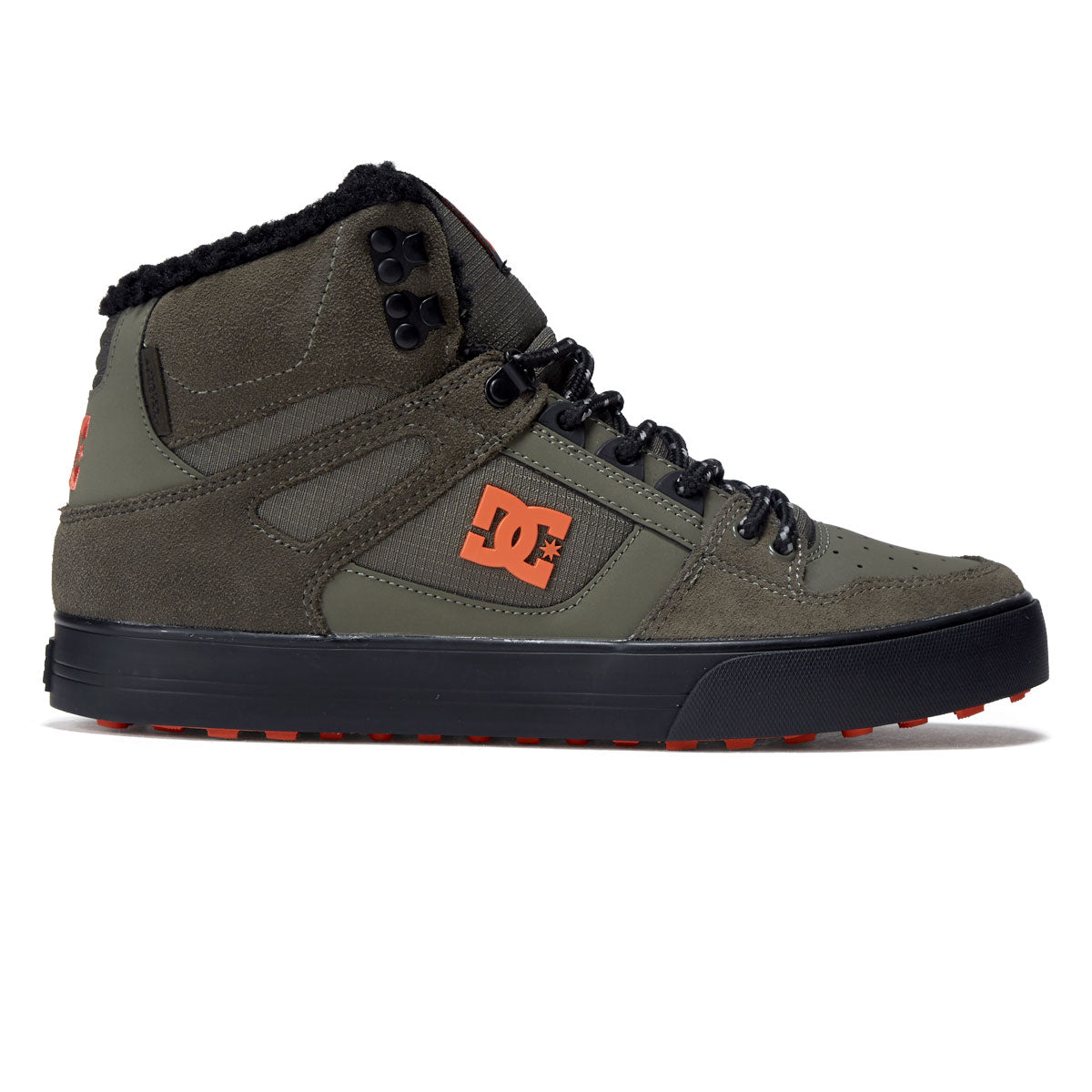 DC Pure High-Top Wc Winter Shoes - Dusty Olive/Orange image 1