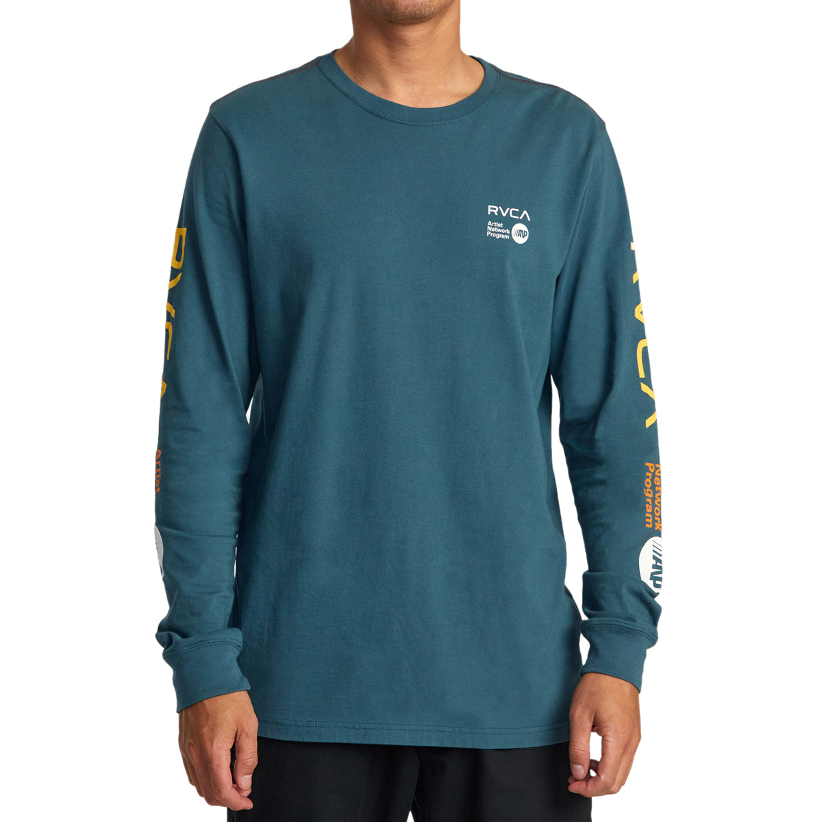 RVCA Anp Long Sleeve 2023 T-Shirt - Duck Blue/Yellow image 2