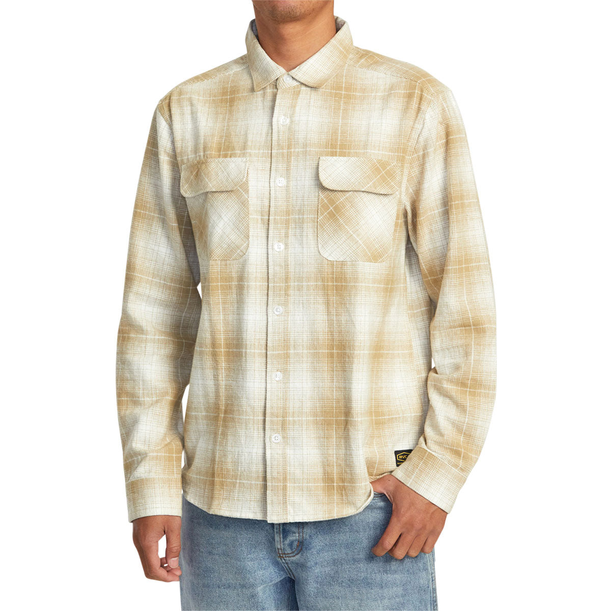 RVCA Dayshift Flannel Long Sleeve Shirt - Khaki image 1