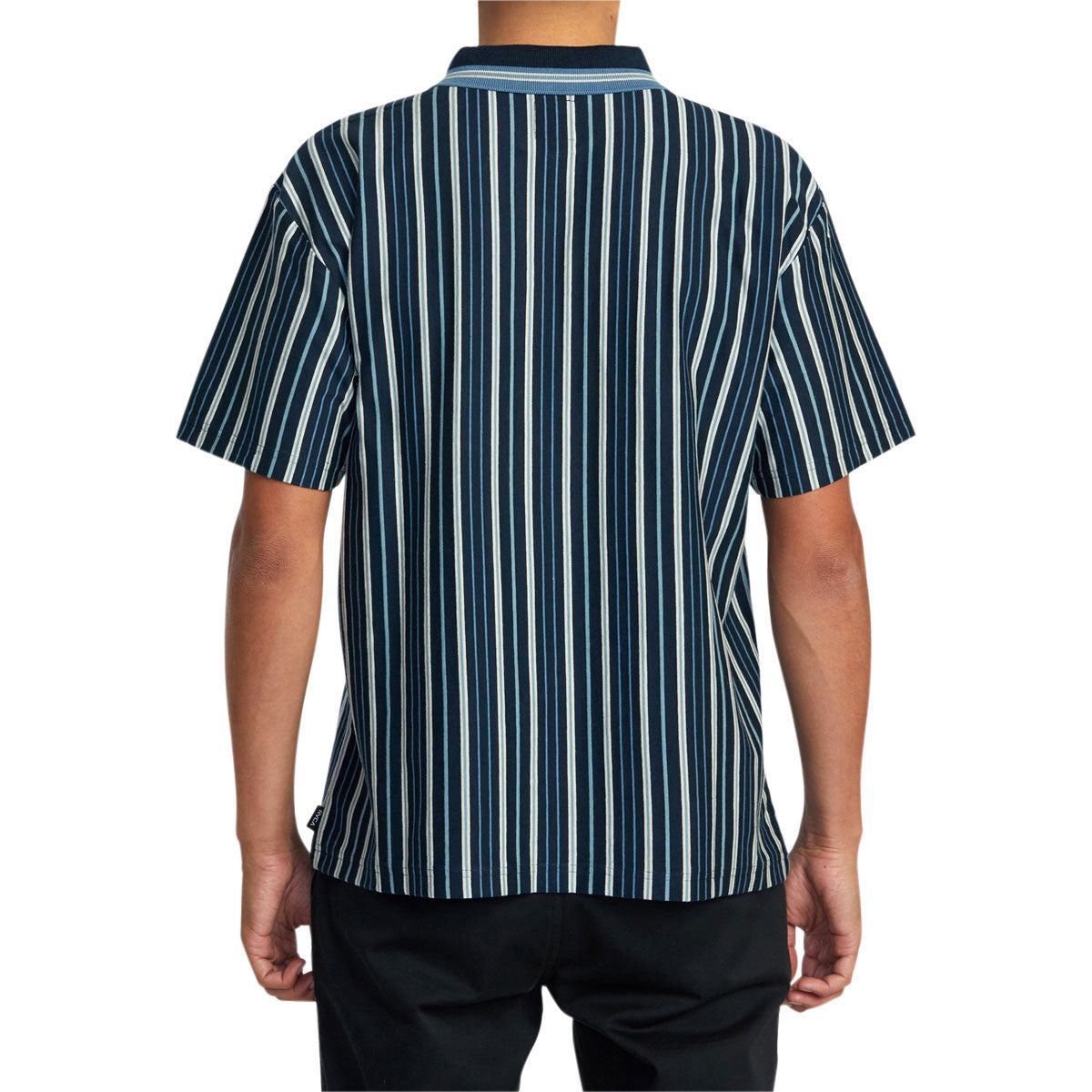 RVCA Uptown Stripe Polo Shirt - Moody Blue image 2