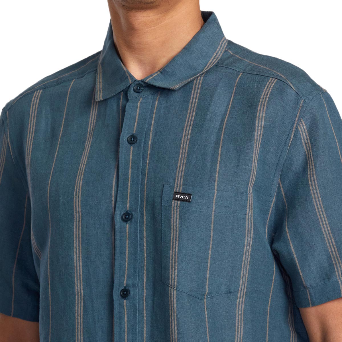 RVCA Mercy Stripe Shirt - Duck Blue image 3