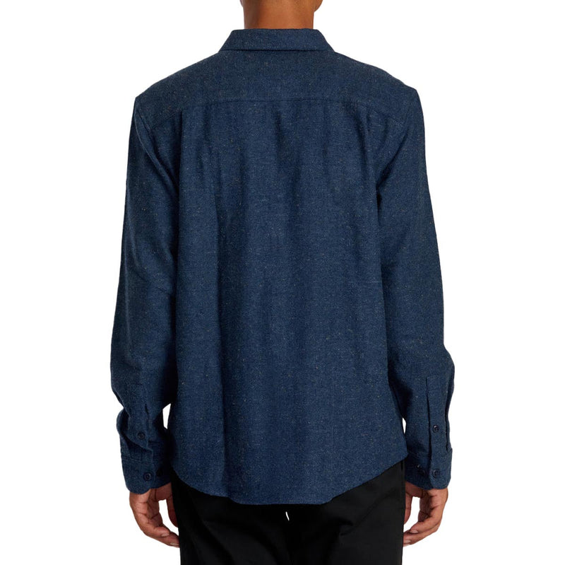 RVCA Harvest Neps Flannel Long Sleeve Shirt - Dark Denim