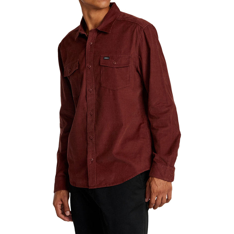 RVCA Freeman Cord Long Sleeve Shirt - Red Earth