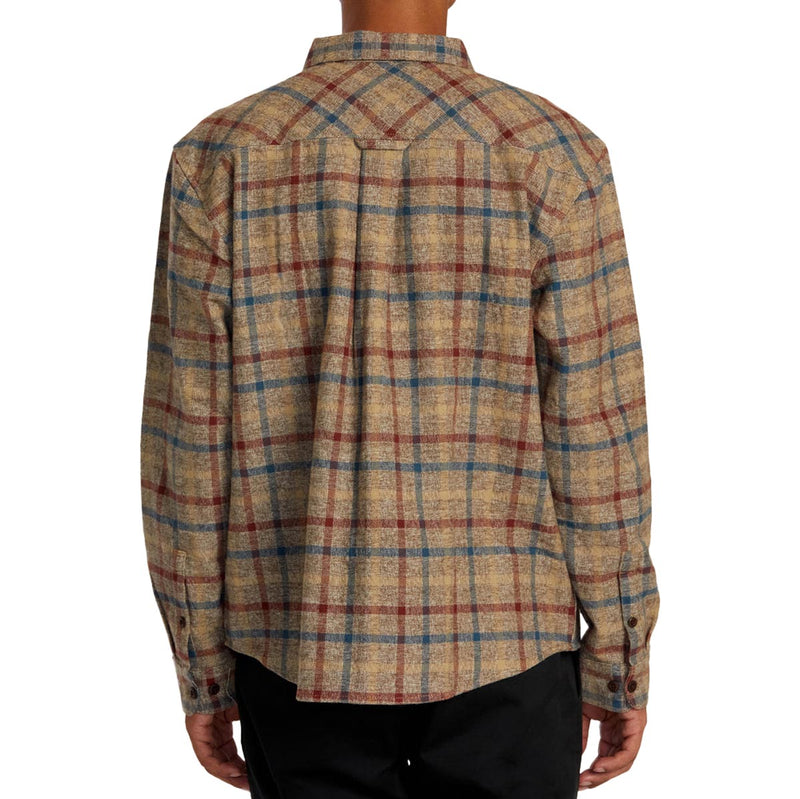 RVCA Hughes Flannel Long Sleeve Shirt - Bombay Brown