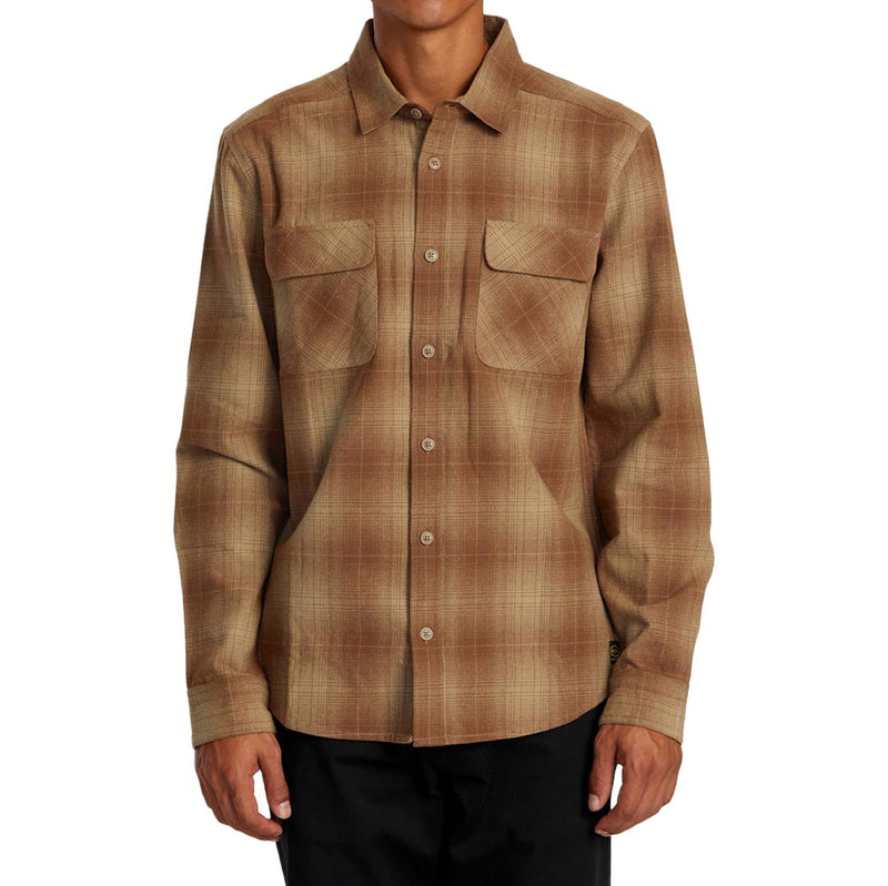 RVCA Dayshift Flannel Long Sleeve Shirt - Wood