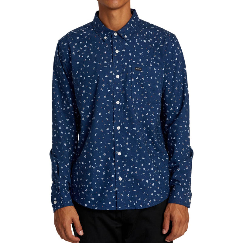 RVCA Thatll Do Print Long Sleeve Shirt - Dark Denim